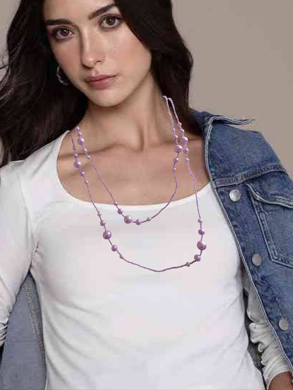 Light Purple Long infinity Necklace. 60" Around the perimeter. NWOT